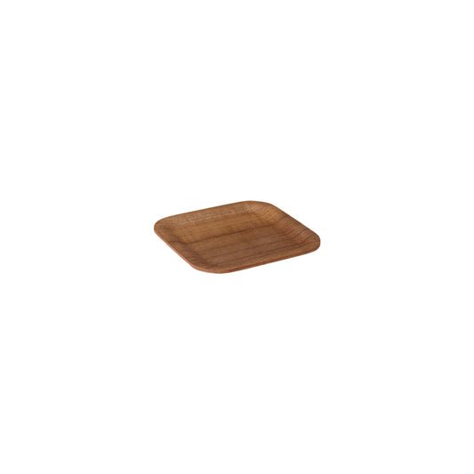 Wooden square plate on a white background